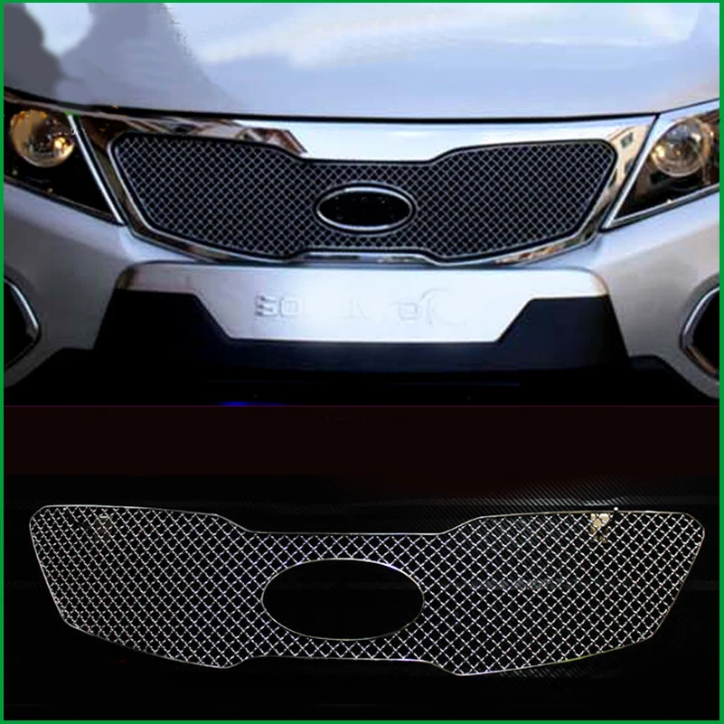 Для KIA Sorento 2009 2010 2011 передний бампер из нержавеющей стали сотовая Центральная