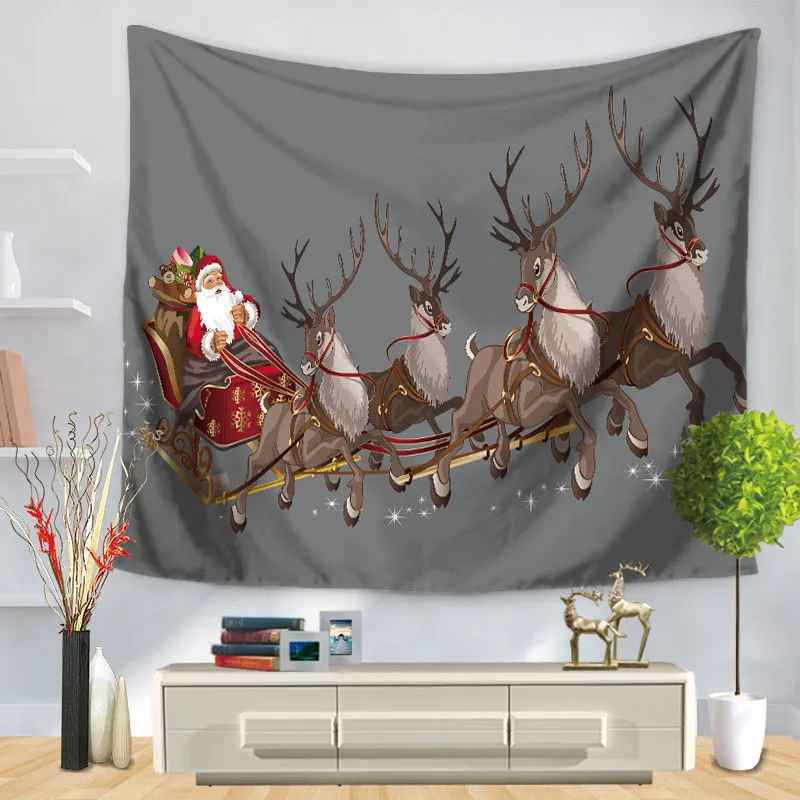 

Home Decorative Wall Hanging Carpet Tapestry Rectangle Bedspread Merry Christmas Day Snowman Santa Claus Pattern GT1220