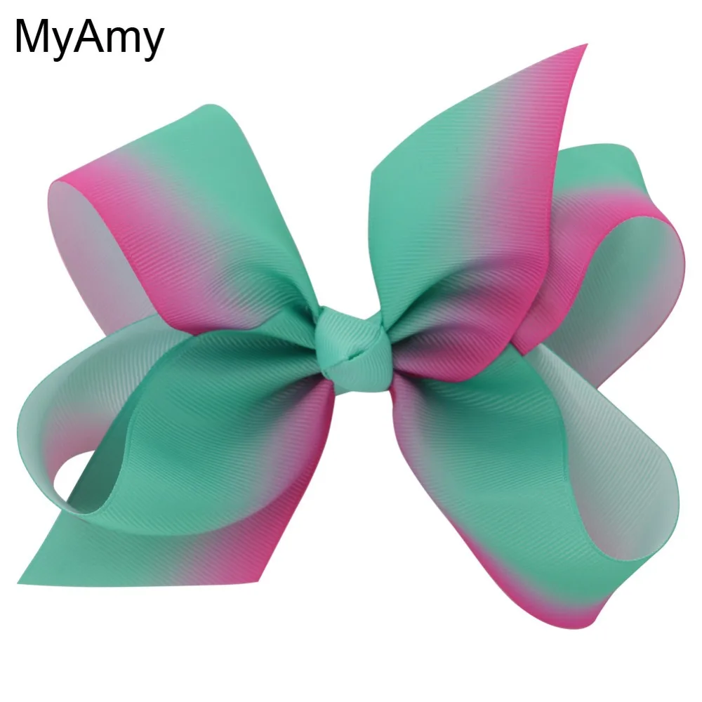 MyAmy 24pcs/lot 6'' grosgrain ribbon hair bows WITH alligator clips boutique rainbows bow girls hairbow For Teens Gift | Детская