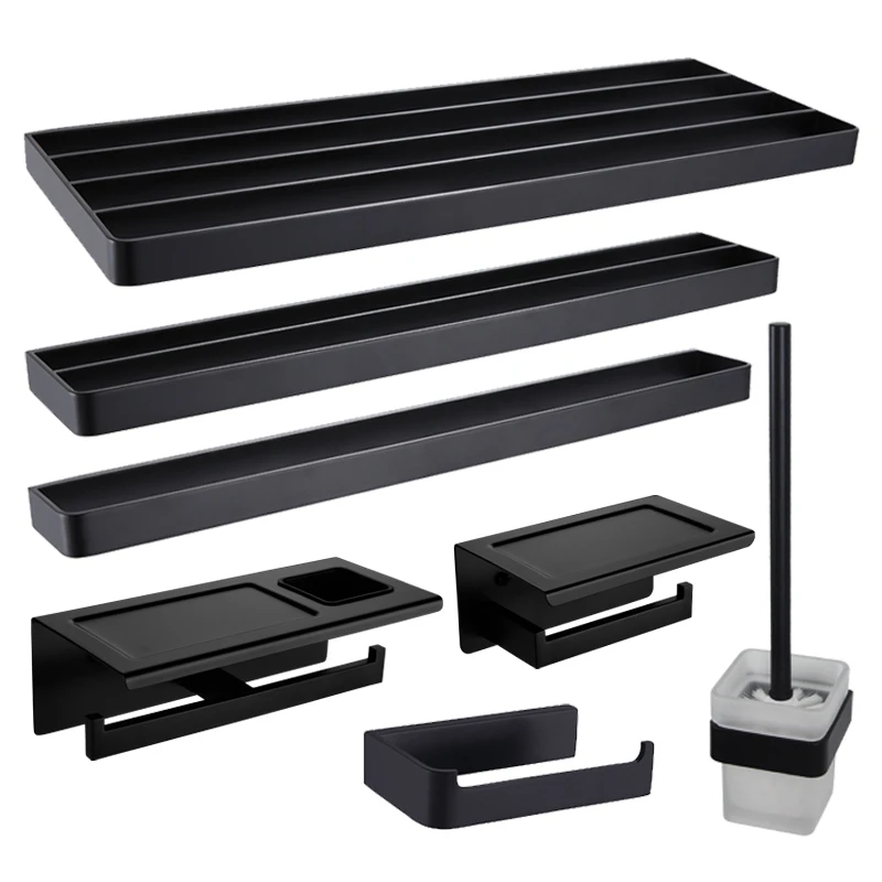 Набор принадлежностей из нержавеющей стали 304 для ванной комнаты черный набор 7