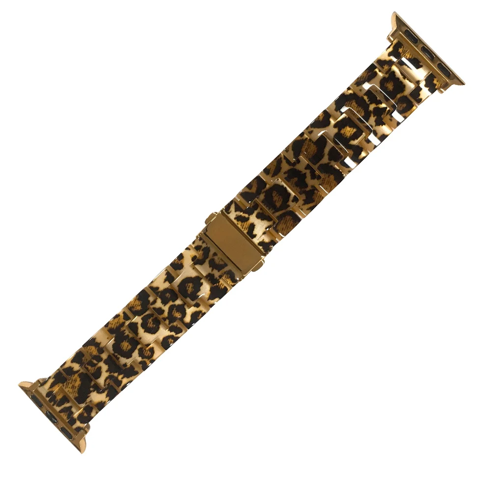 Leopard print Стиль Цвет светильник смолы браслет для наручных часов Apple Watch, версии 5 4 3 2 1 Для мужчин/Для женщин ремешок для Apple iWatch 40/44/38 мм/42 мм - Цвет ремешка: Leopard print