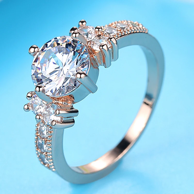 Dovolov Fashion Jewelry Purple /Red/Green/Blue Round Filled Real Rhodium Ring Women AAA+ Zirconia CZ Wedding A420 | Украшения и