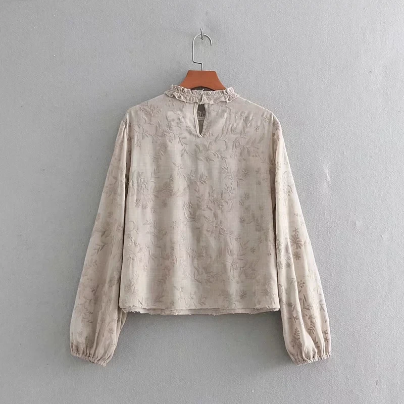 Льняные женские блузки с вышивкой весна-осень 2019 повседневные Многослойные