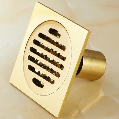 Золотая Крышка для слива пола дуршлаг душа Слив отходов Полностью латунь Ванная