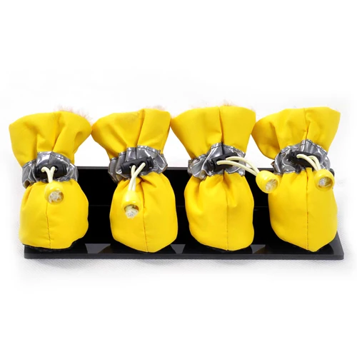 Yellow 8 цветов, 7 размеров, зимняя обувь для больших собак, для маленьких и больших собак, хлопковые водонепроницаемые Нескользящие сапоги для собак, 8 цветов, 4 шт. в комплекте, XS XXXL - Цвет: Yellow