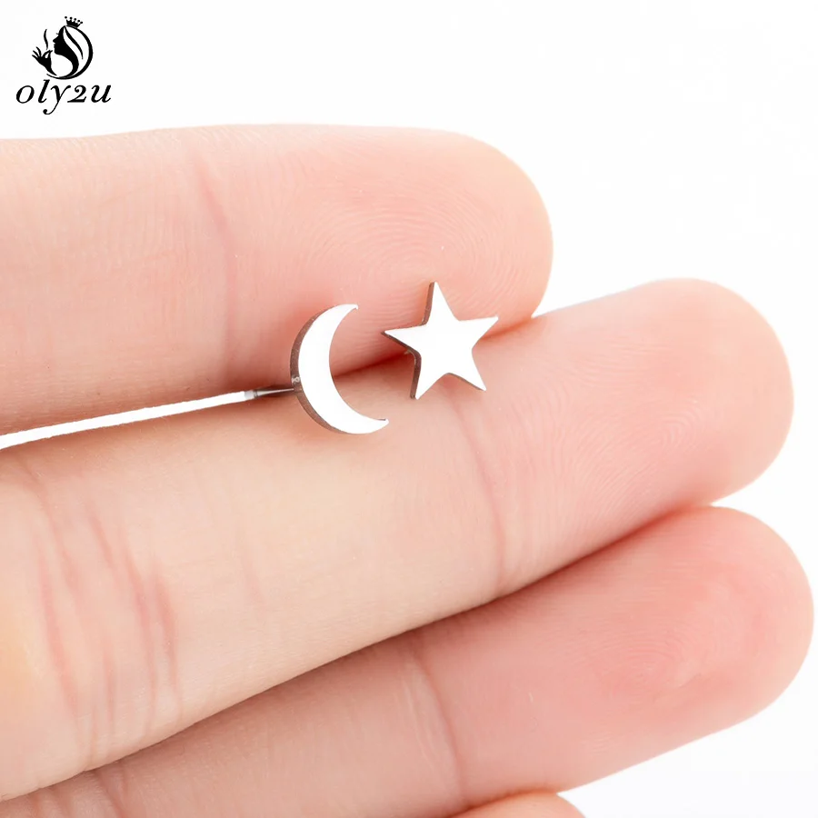 Moon Star Earrings Oly2u милые с изображением ясного звездного серьги-клаймберы, серьги со шпилькой, для Для женщин brincos, можно носить с серьги Модные украшения Bijoux(украшения своими руками) boucle d'oreille femme - Окраска металла: Moon Star Earrings