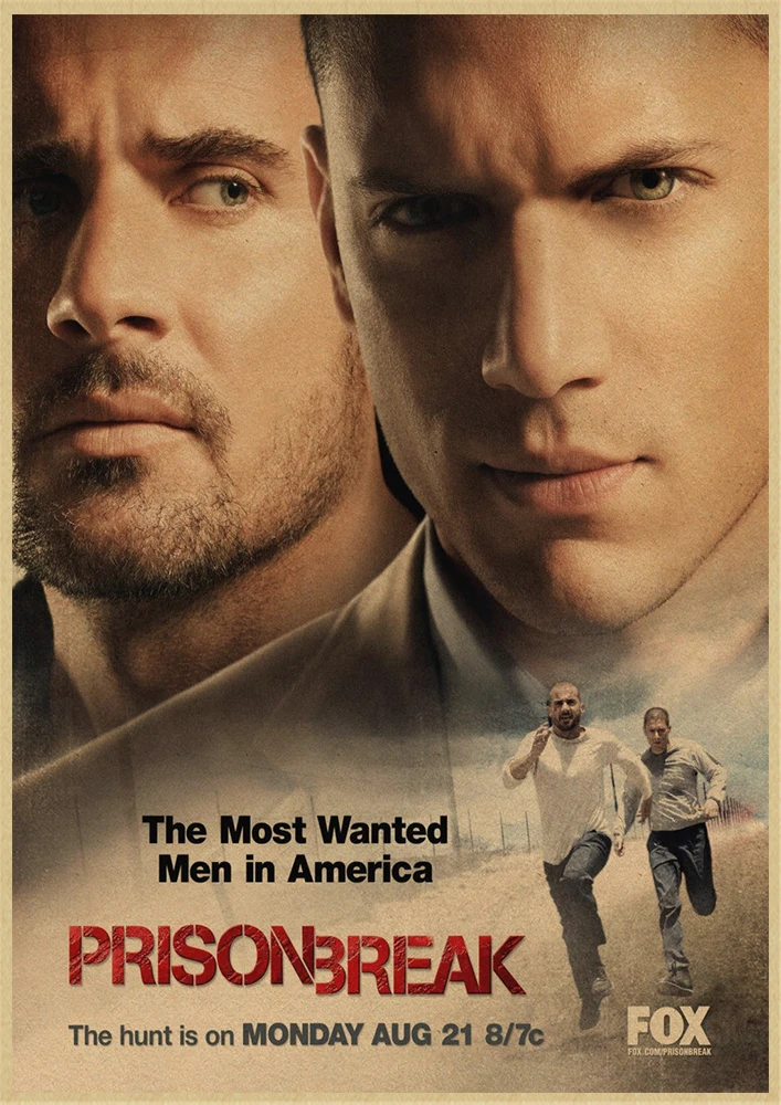 Тюрьма Break Wentworth Miller Американский сериал, ВИНТАЖНЫЙ ПЛАКАТ из крафт-бумаги, рисунок, украшение дома, стикер на стену