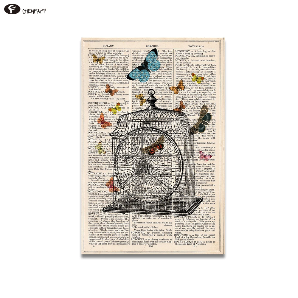 CHENFART винтажный словарь Книга Художественная печать викторианская птичья клетка