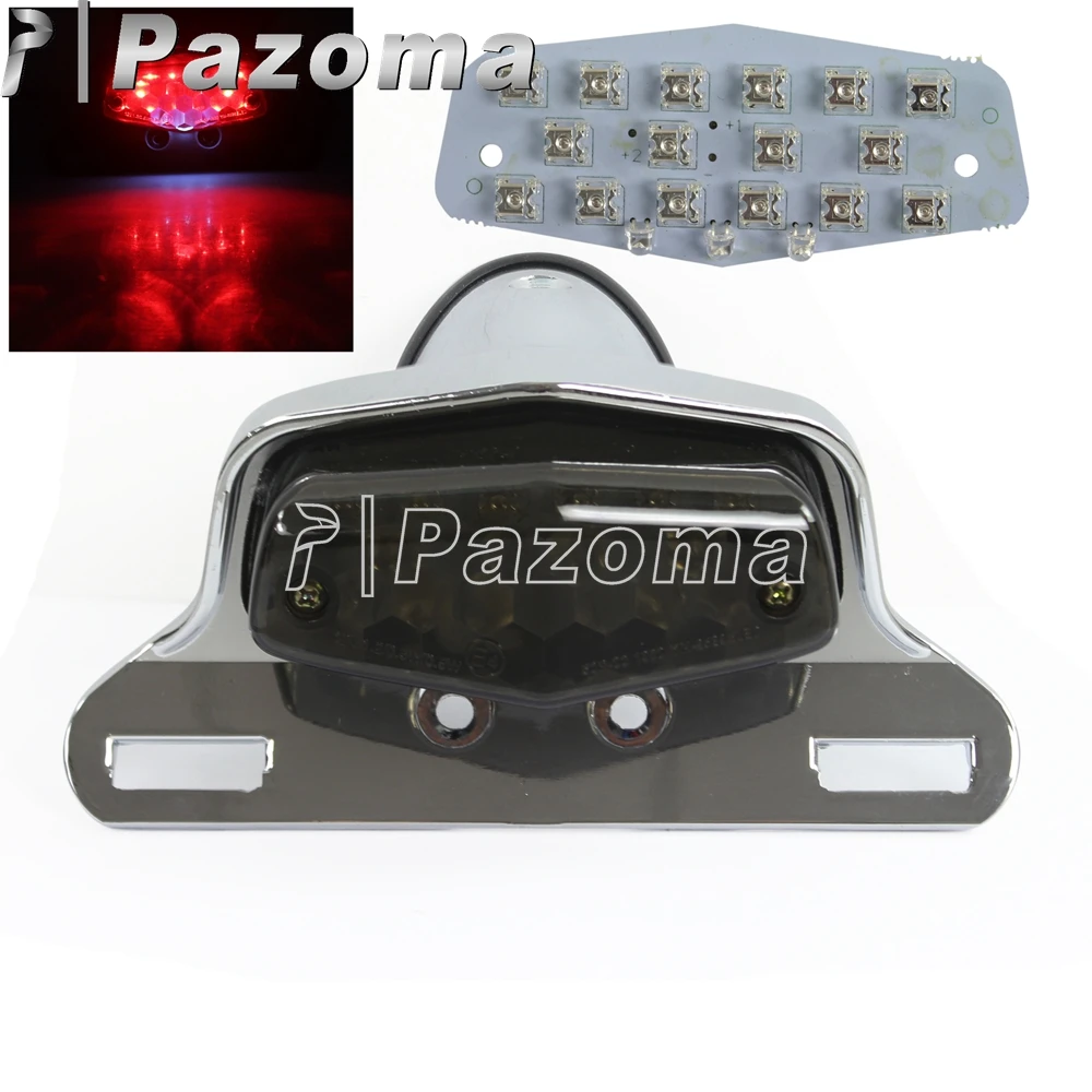 

E Mark 12 В 19 шт. светодиодный хромированный дымчатый объектив Универсальный мотоциклетный задний светильник, тормозной светильник для Harley Bobber...