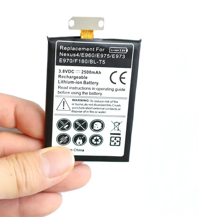 10 шт./лот 2500 мАч BL T5 3.8VDC запасная литий ионная батарея для LG Google Nexus4 Nexus 4 Optimus G E960 E970