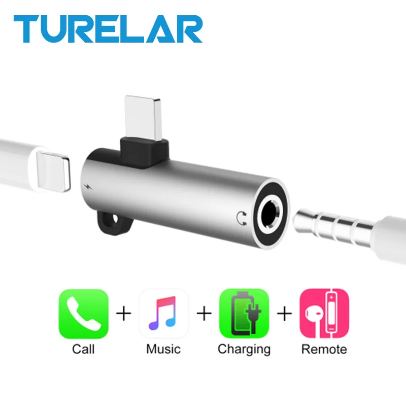 otg Converter for iphone X Adapter Lightning to 3.5mm Jack Headphone Charge Music Splitter 7 Plus 8 | Мобильные телефоны и