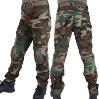 woodland camouflage combat pants hunting trousers men cargo bdu pants military army camo airsoft tactical pants with knee pads