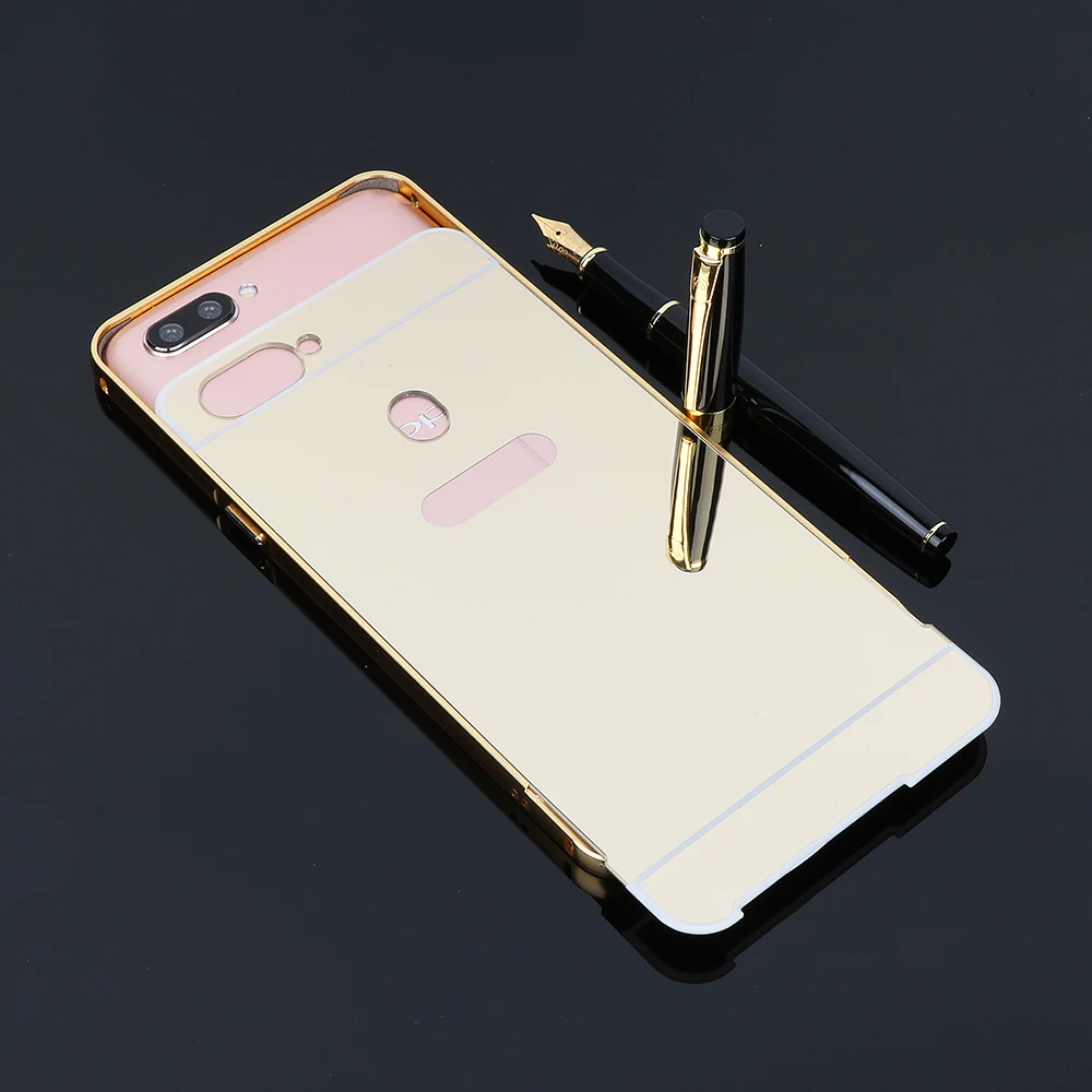 Модные Роскошные зеркальные Чехлы цвета розового золота для OPPO R11S PLUS алюминиевая