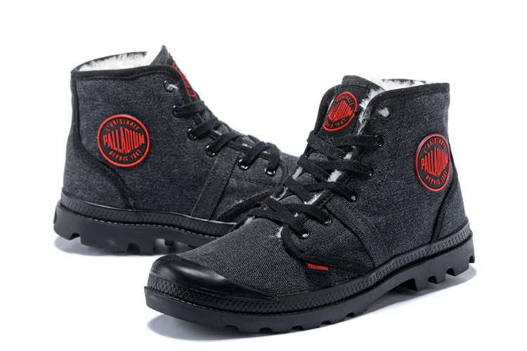 PALLADIUM Pampa/парусиновые плюшевые теплые белые мужские Ботильоны; Повседневная обувь; ковбойские зимние военные армейские тактические мужские ботинки; размеры 39-45