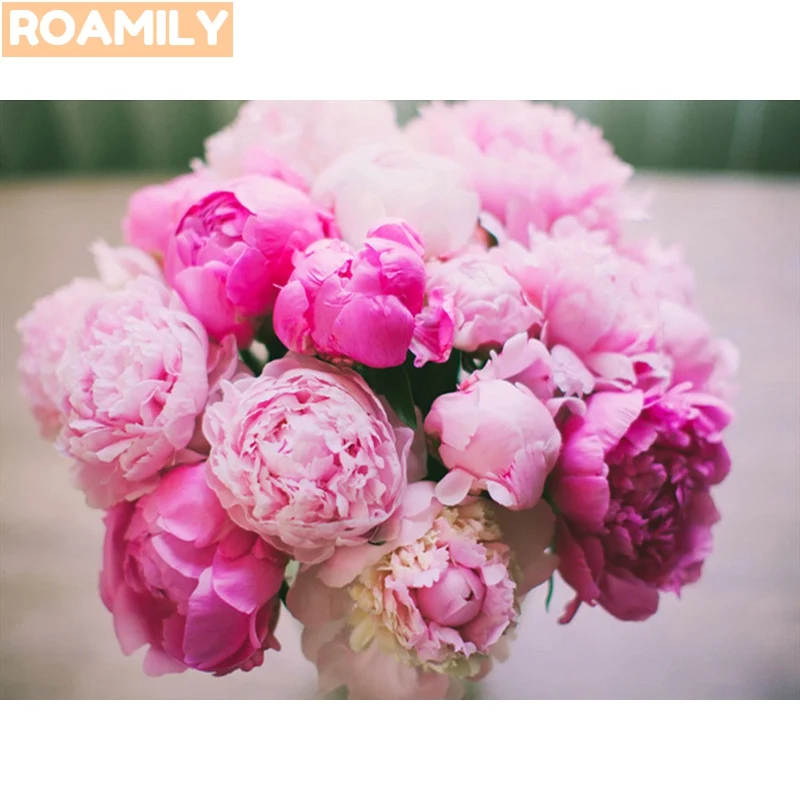 0611la2a15 ROAMILY, 5d полная квадратная вышивка с кристаллами, Алмазная вышивка,цветы, розы, пионы, фрукты, красивые живописные, алмазная вышивка распродажа, мозаика цветы - Color: 0611la2a15