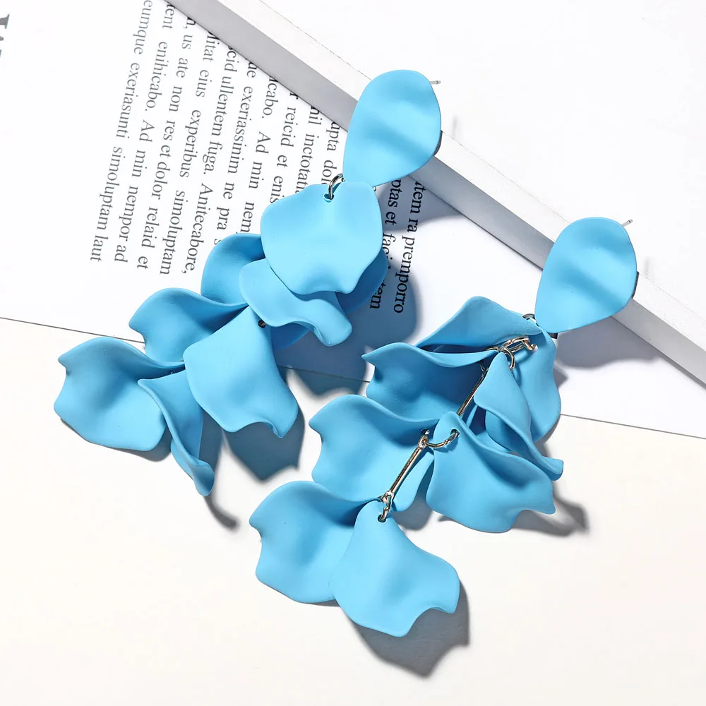 E2213 Blue XIYANIKE дизайн для женщин невесты сладкие ювелирные изделия спрей краска эффект цветок Длинная кисточка свободно свисающие акриловые серьги себе Brincos - Окраска металла: E2213 Blue