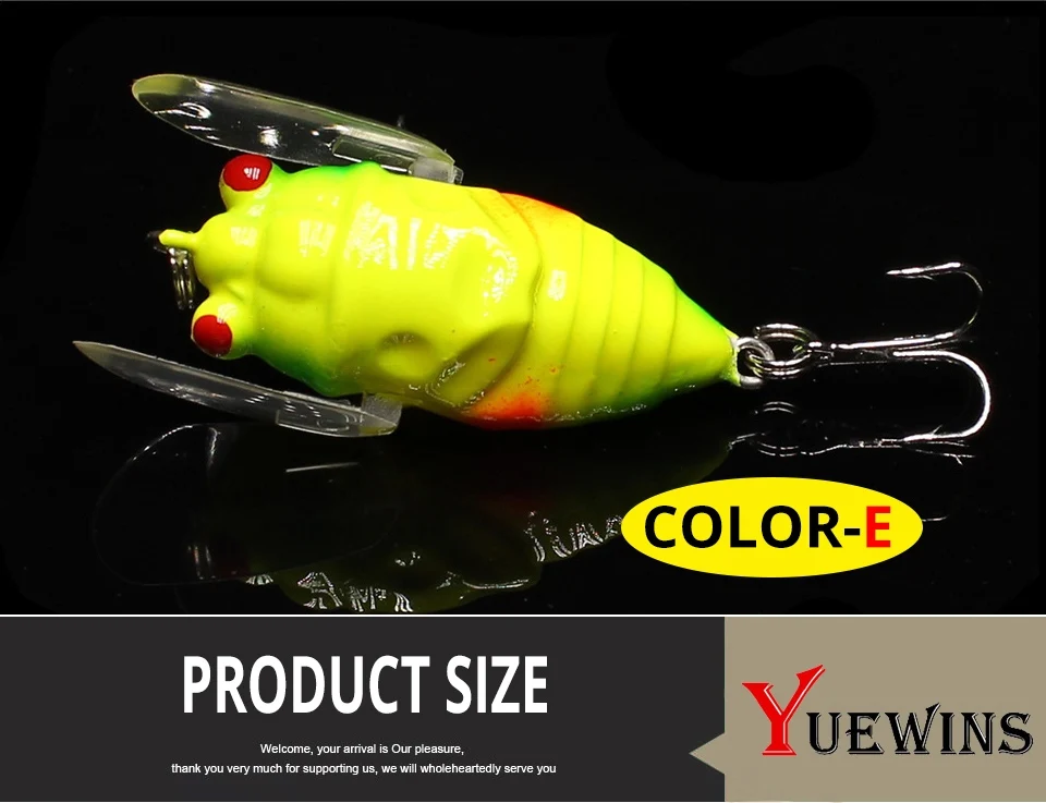 Yuewins Cicada приманка для ловли нахлыстом воблеры 5 см 6,1 г насекомое наживка Тройной крюк кренкбейт пластик Pesca artificiais приманки бас QA172