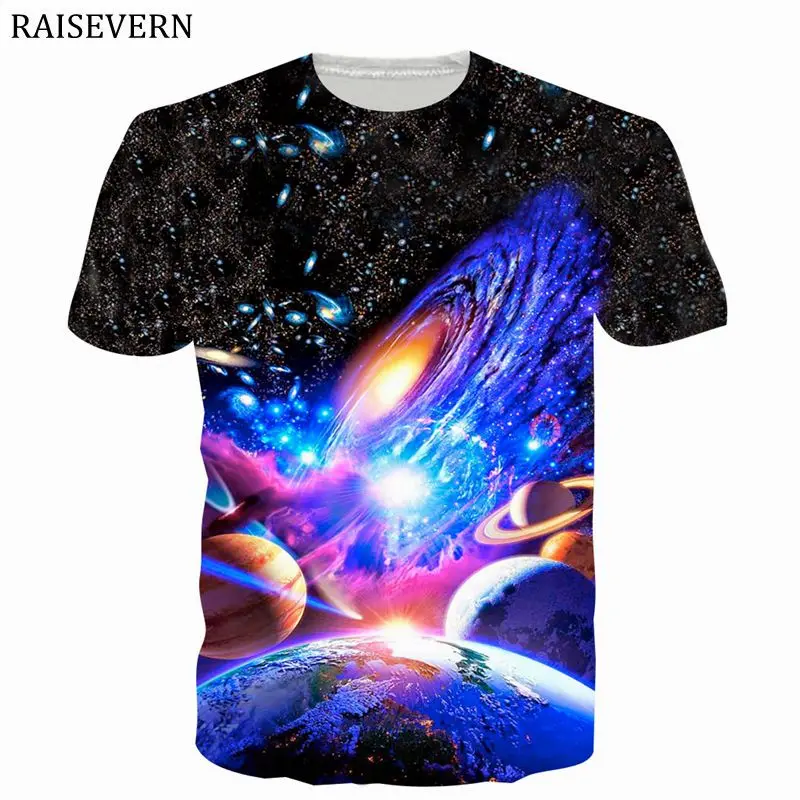 Мужская и женская футболка с 3D принтом raissevern Space Galaxy европейский размер|Мужские