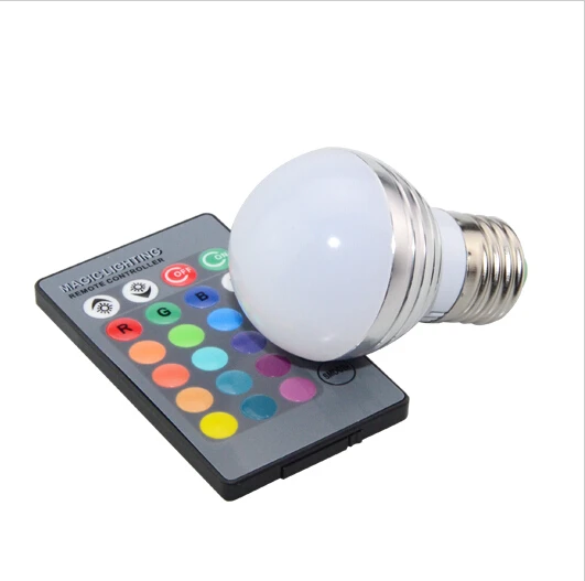 LED 3 Вт RGB Глобус лампа 16 видов цветов Лампочка алюминиевая 85 265 в беспроводной