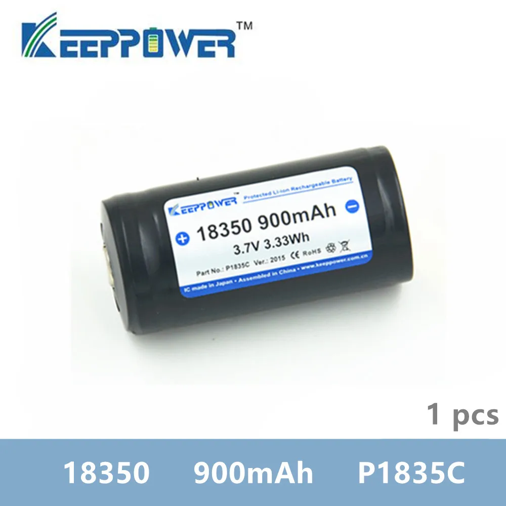 1 шт. KeepPower 18350 900 мАч Защищенный Литий ионный аккумулятор 3 7 V P1835C Прямая поставка