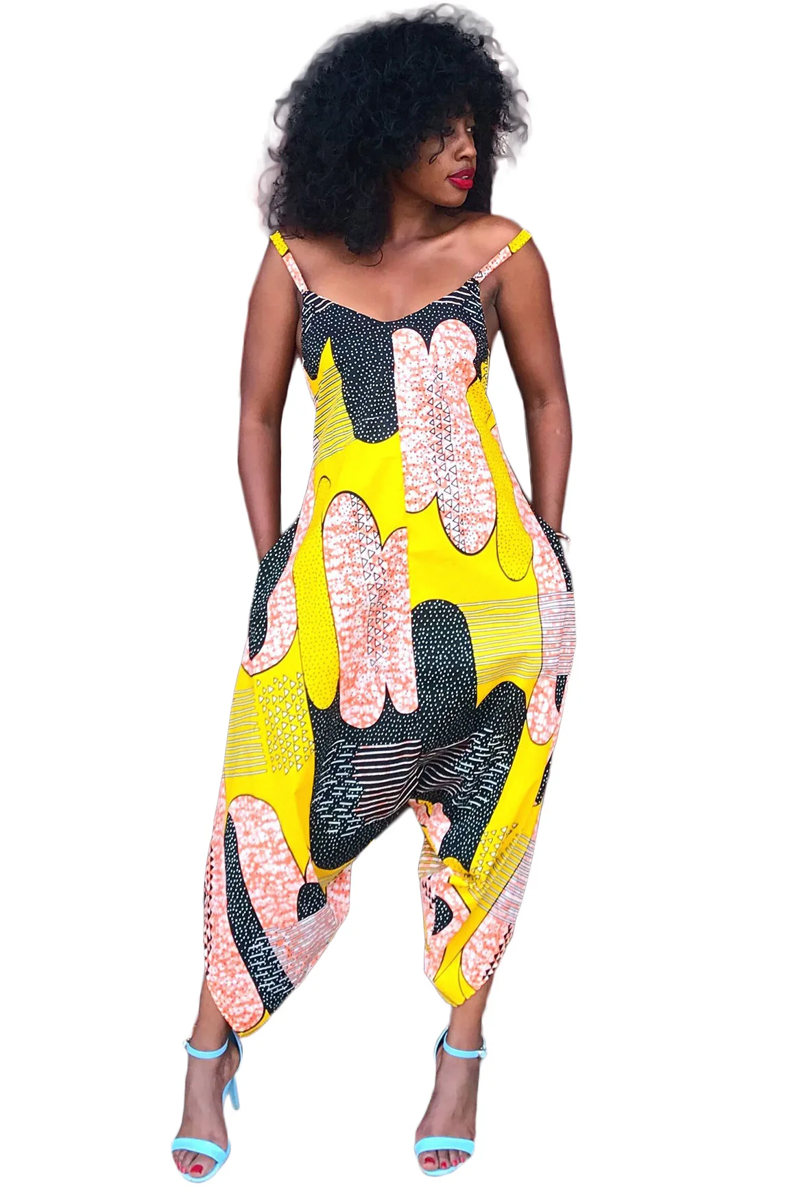 Женский вечерний комбинезон с принтом длинный из полиэстера в африканском стиле