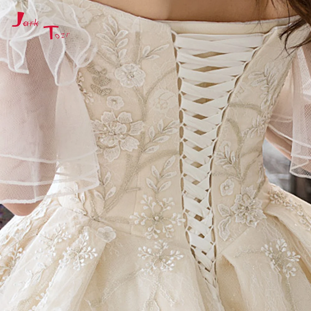 Vestido De Novia винтажное 2019 с открытыми плечами Короткие рукава жемчужные кружевные