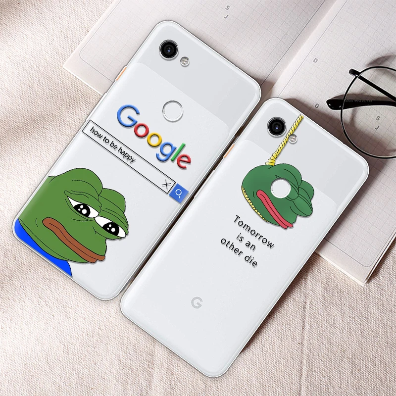 Чехол для Google Pixel 3a мягкий прозрачный чехол из ТПУ с забавным рисунком лягушки XL