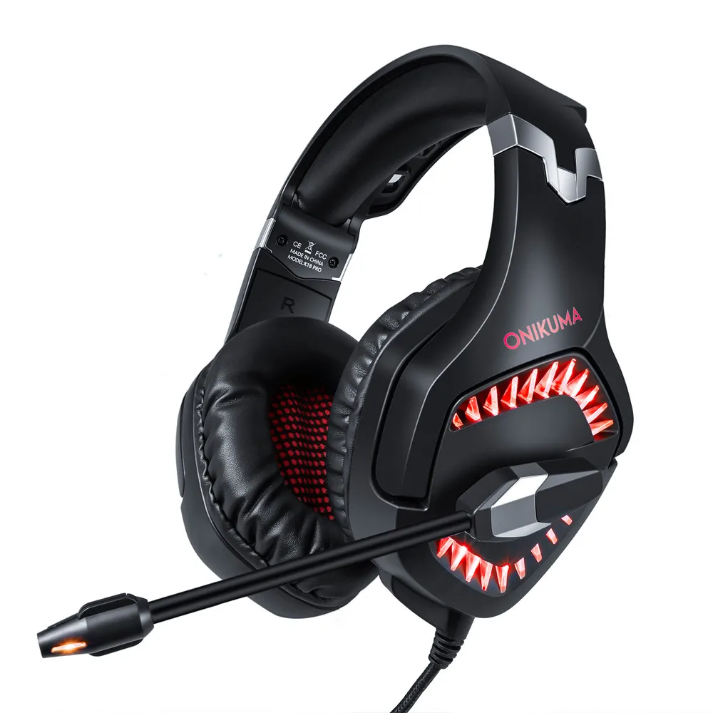 ONIKUMA K1 Pro PS4 игровая гарнитура ПК стерео наушники с гарнитурой шлем с микрофоном светодиодный светильник для нового Xbox One ноутбука планшета мобильного