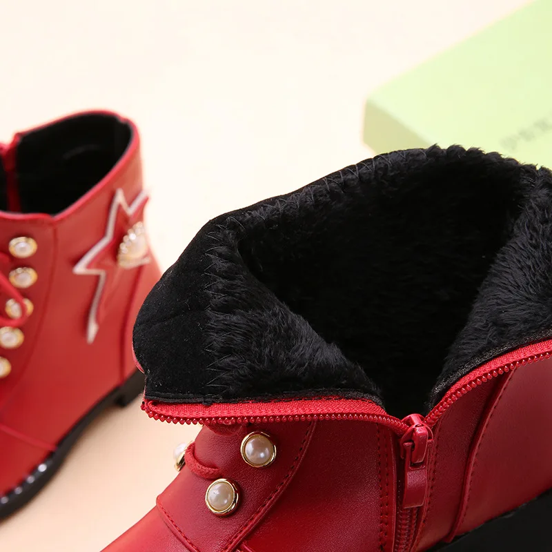 Обувь для девочек сапоги Мода 2017 г. печать детей ботинки из искусственной кожи