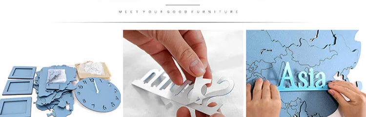 Новые деревянные цифровые настенные часы DIY 3D Карта мира с 3 шт. фоторамкой для гостиной декоративные большие размеры настенные часы 130 см* 60 см