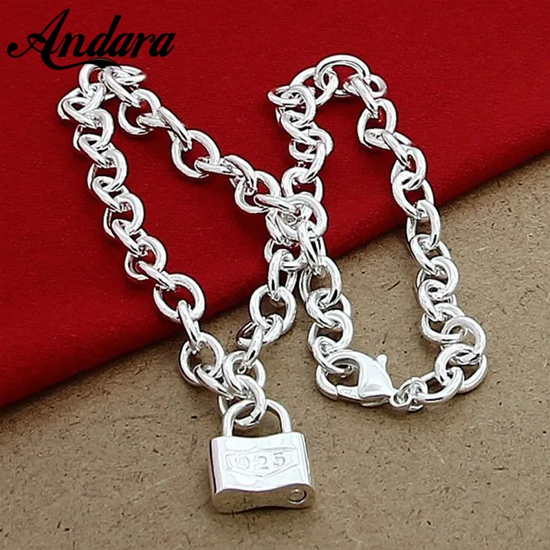 Горячая Мода 925 серебро Квадратный замок открытый кулон ожерелья для женщин и