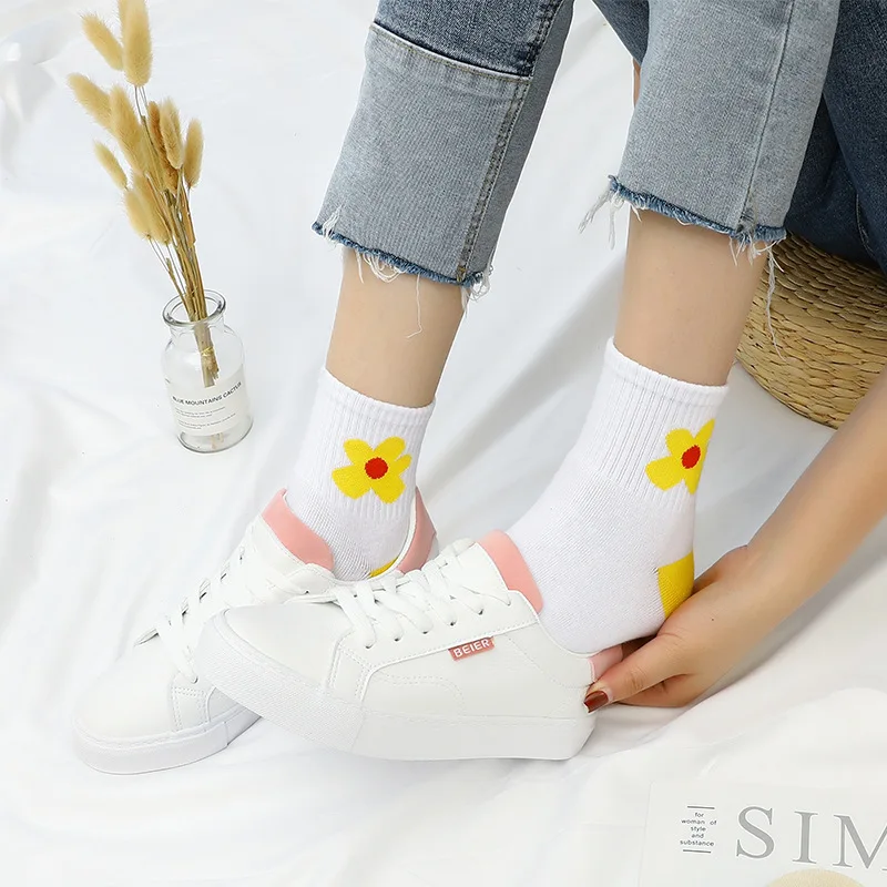 SP &amp CITY короткие смешные носки с цветочным рисунком хлопковые Женские однотонные