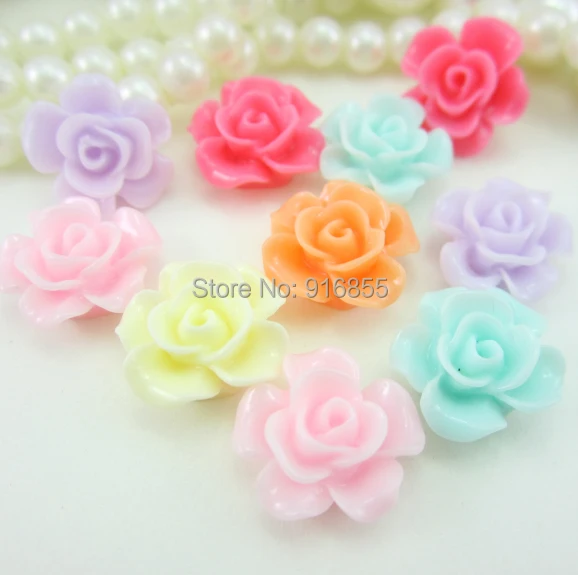 20 шт./лот 16 мм смешанные цвета очень милые и милые с плоской задней поверхностью цветок из смолы