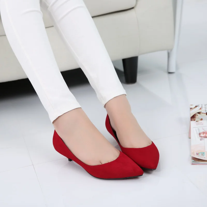 

TIMETANG Comfortable Faux Suede and Patent Pu Low Heel D'Orasy Pumps,Pointed Toe Kitten Heels Party Dress Basice Shoes