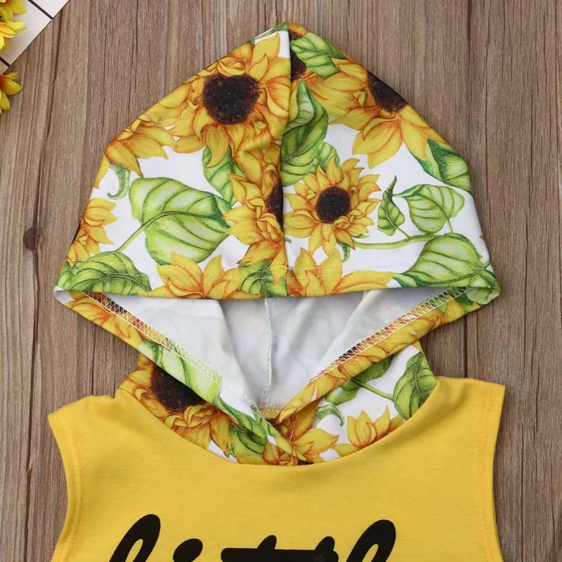2019 Brand Kids Baby Boy Girl Clothes SunFlower Hooded Little Miss Sassy Vest Pants Tops 2Pcs Outfit Boho Holiday Clothing Set | Детская