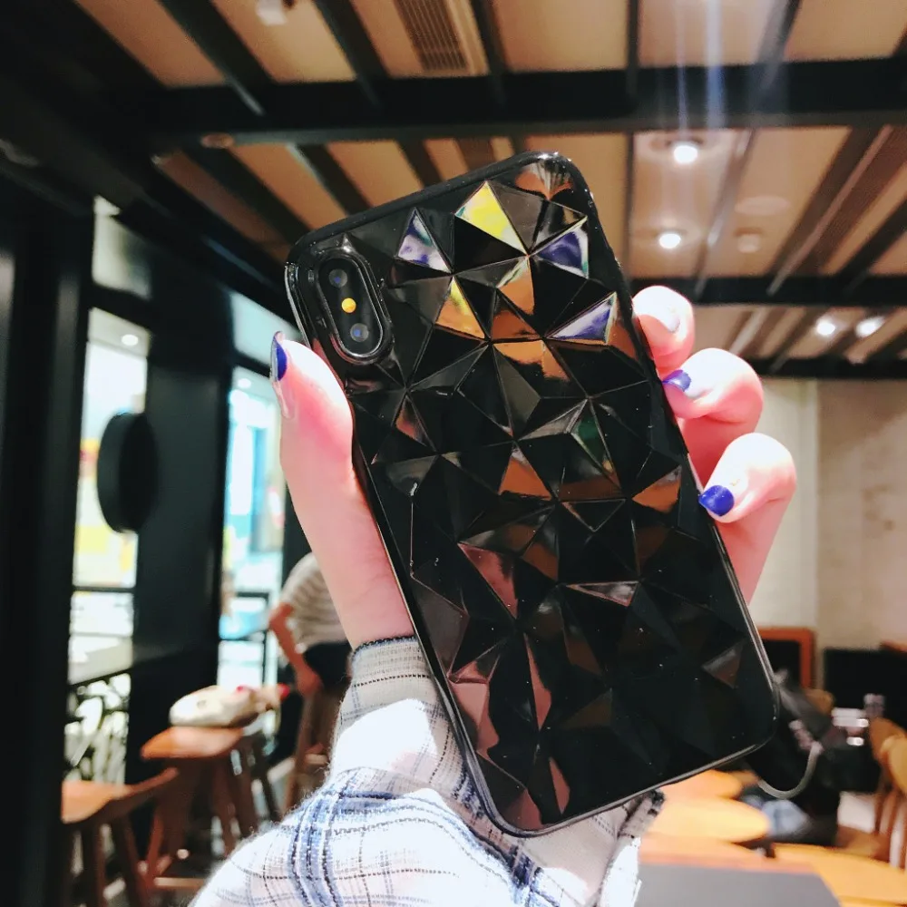 Damond Caso Textura para iPhone 8 7 plus x Macio Tampa Telefone iphone 6s Luxo Transparente caso Coque Ultra Fino Tpu |