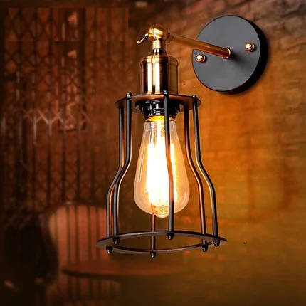 

Nordic Loft Style Iron Vintage Wall Light Fixtures RH Industrial Wind Wall Sconce For Stair Bedside Wall Lamp Indoor Lighting