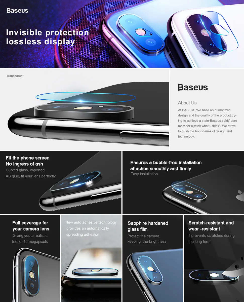 Baseus задняя камера Объектив Закаленное стекло для iPhone X S Xs Max Xsmax телефон объектив Защитное стекло для экрана протектор для iPhone Max