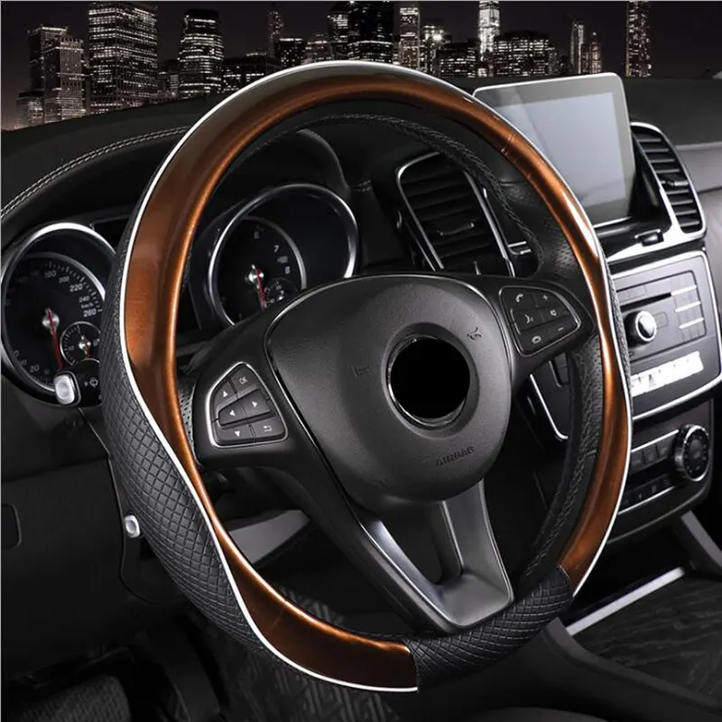 Кожаный чехол на руль DONYUMMYJO Micro Fiber универсальный защитный 38 см с ручкой для BMW Ford