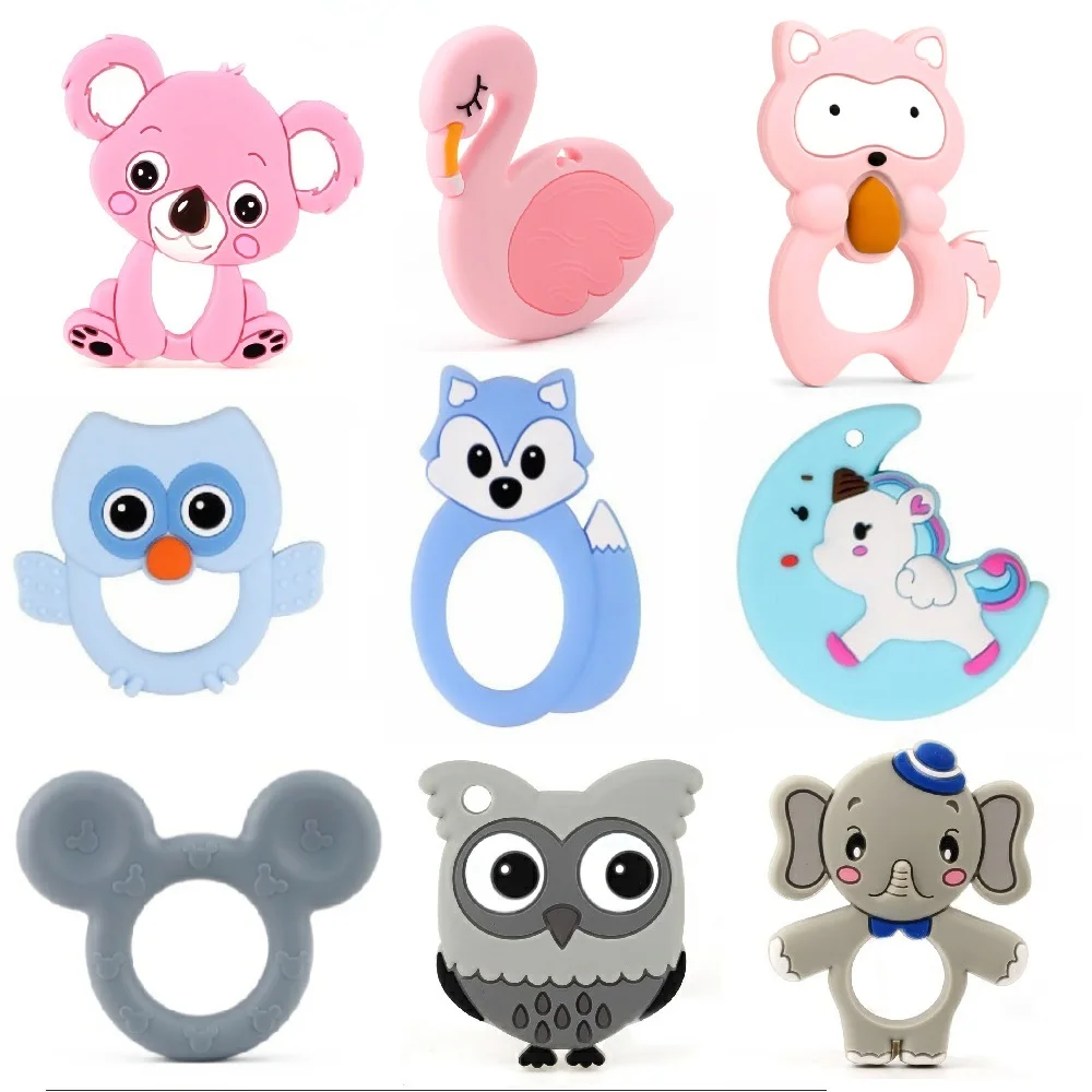 

TYRY.HU 10pc Teether Food Grade BPA Free DIY Baby Teething Necklace Nursing Materials Silicone Animals Baby Teether Toy