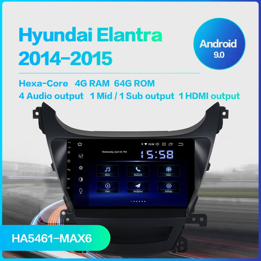 Dasaita " дисплей Авторадио Android 9,0 стерео для Elantra Радио 1 Din gps навигация MAX6 DSP
