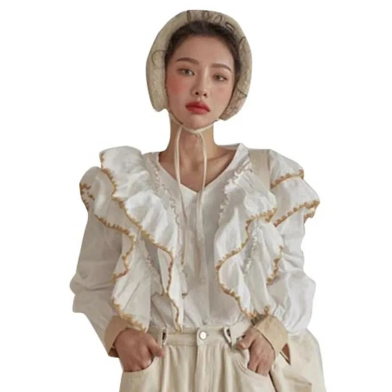 RUGOD Женская офисная блузка с оборками Модная элегантная блуза v-образным вырезом