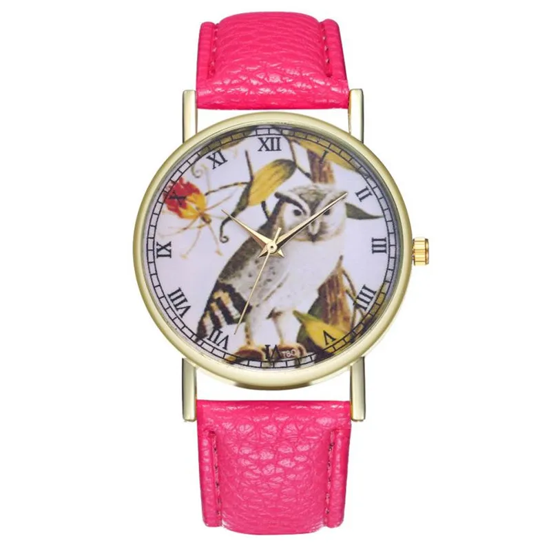 Часы женские кожаные с рисунком совы | Наручные часы