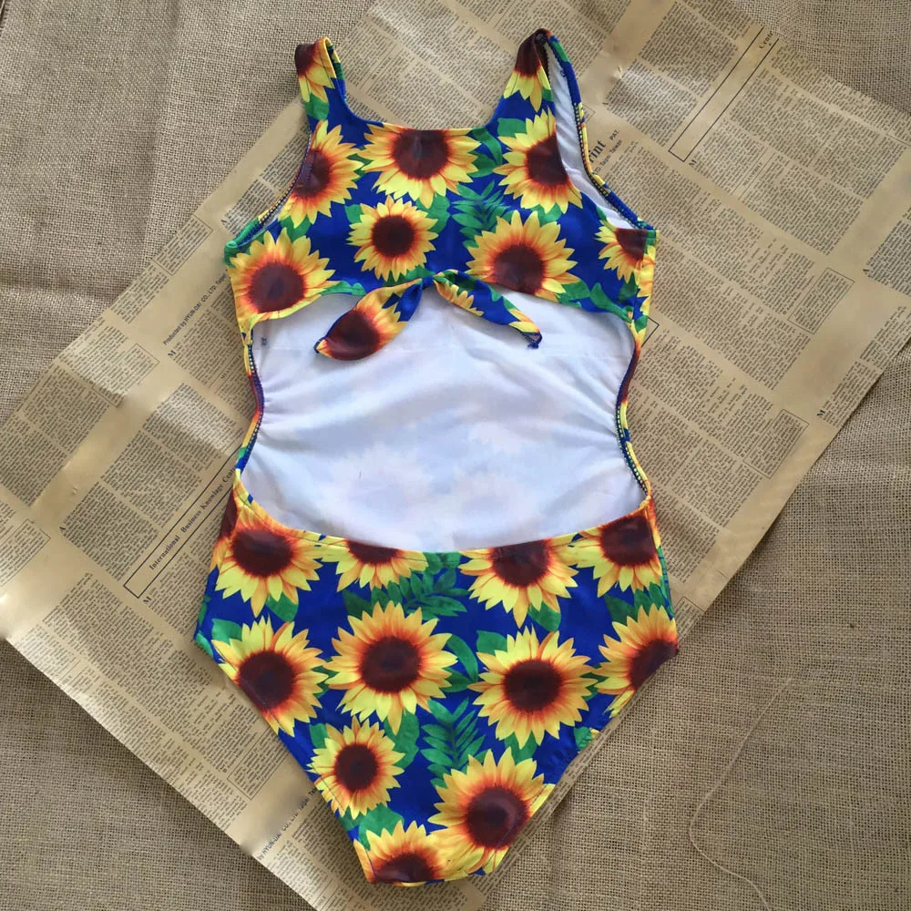 2019 женский купальный костюм с длинными ремешками цельный принтом подсолнуха