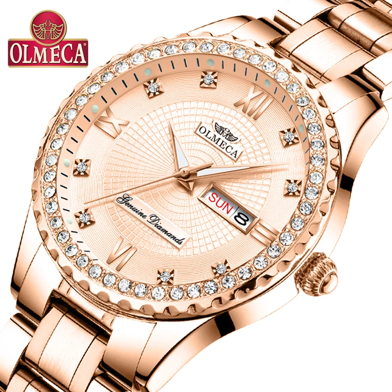 

OLMECA Women Wrist Watch Fashion Auto Date Luxury Quartz Watches Relogio Feminino Watches 30M Waterproof Clock Luminous Hands