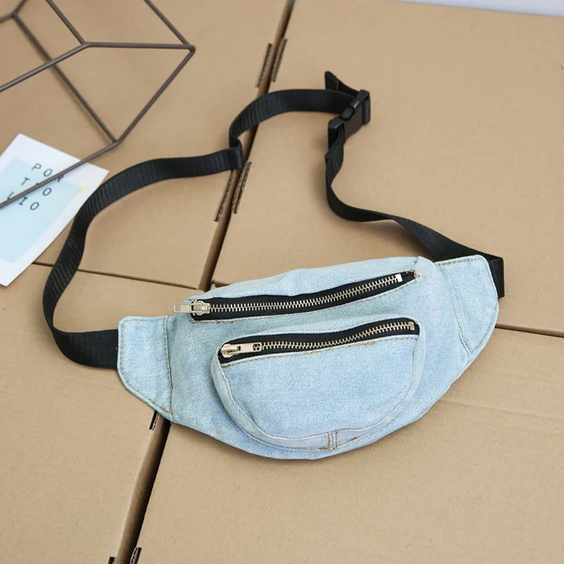 12PCS / LOT Denim Zipper Waist Pack Bags for Women Belt Packs Chest Crossbody Handbags Shoulder Messenger Fanny Bag|Поясные сумки| |