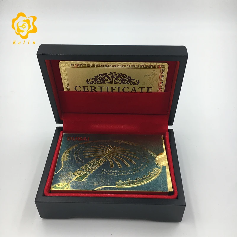 Горячая цена по прейскуранту завода 24K 999,9 золотые игральные карты Дубай пейзаж Джебель Али порт для Дубаи сувенирные подарки и коллекция
