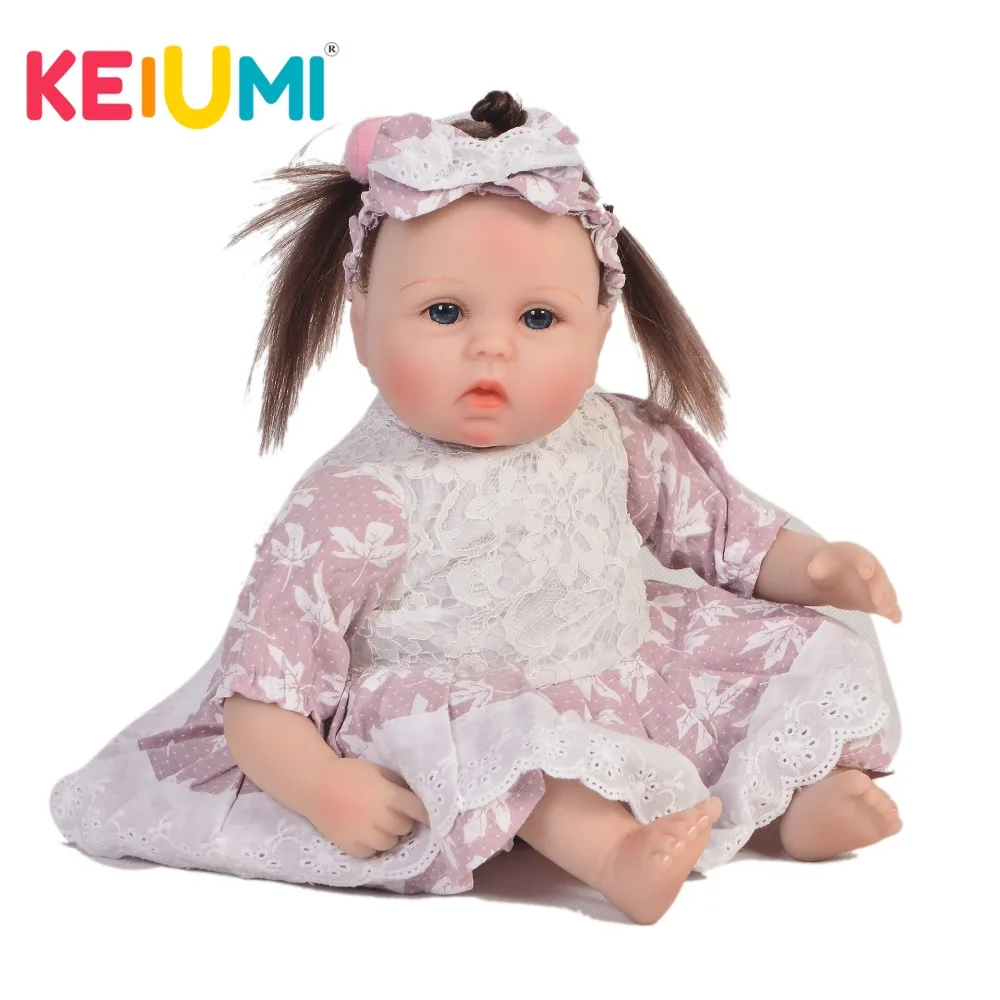 KEIUMI Collection New Reborn Baby Doll Soft Silicone Vinyl Real Touch Newborn 17inch 43cm princess baby girl toys bonecas | Игрушки и