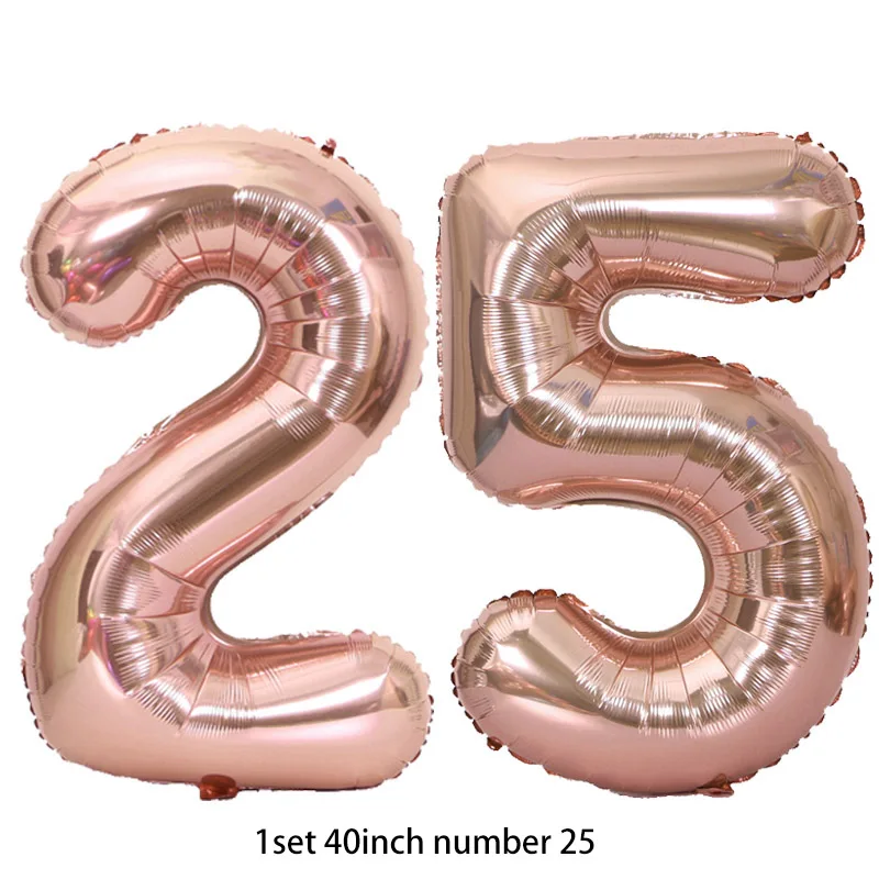 40inch rose gold 25 Воздушные шары для взрослых с днем рождения, 12 дюймов, латексный Гелиевый шар с цифрой 18 20 25 30, розовое золото, украшения для дня рождения, принадлежности - Цвет: 40inch rose gold 25