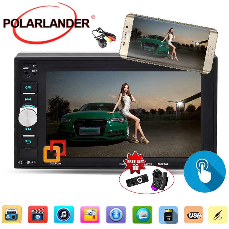 6 2 &quot2 Din автомобильное радио стерео MP5 Зеркало Ссылка для Android телефона камера/DVR